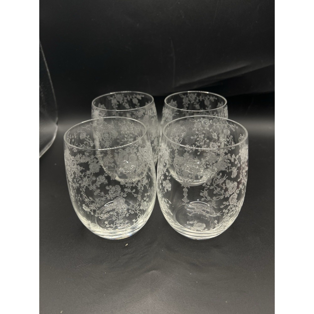 Cambridge Rose Point Clear Flat Bottom 13oz Tumbler Set of 4